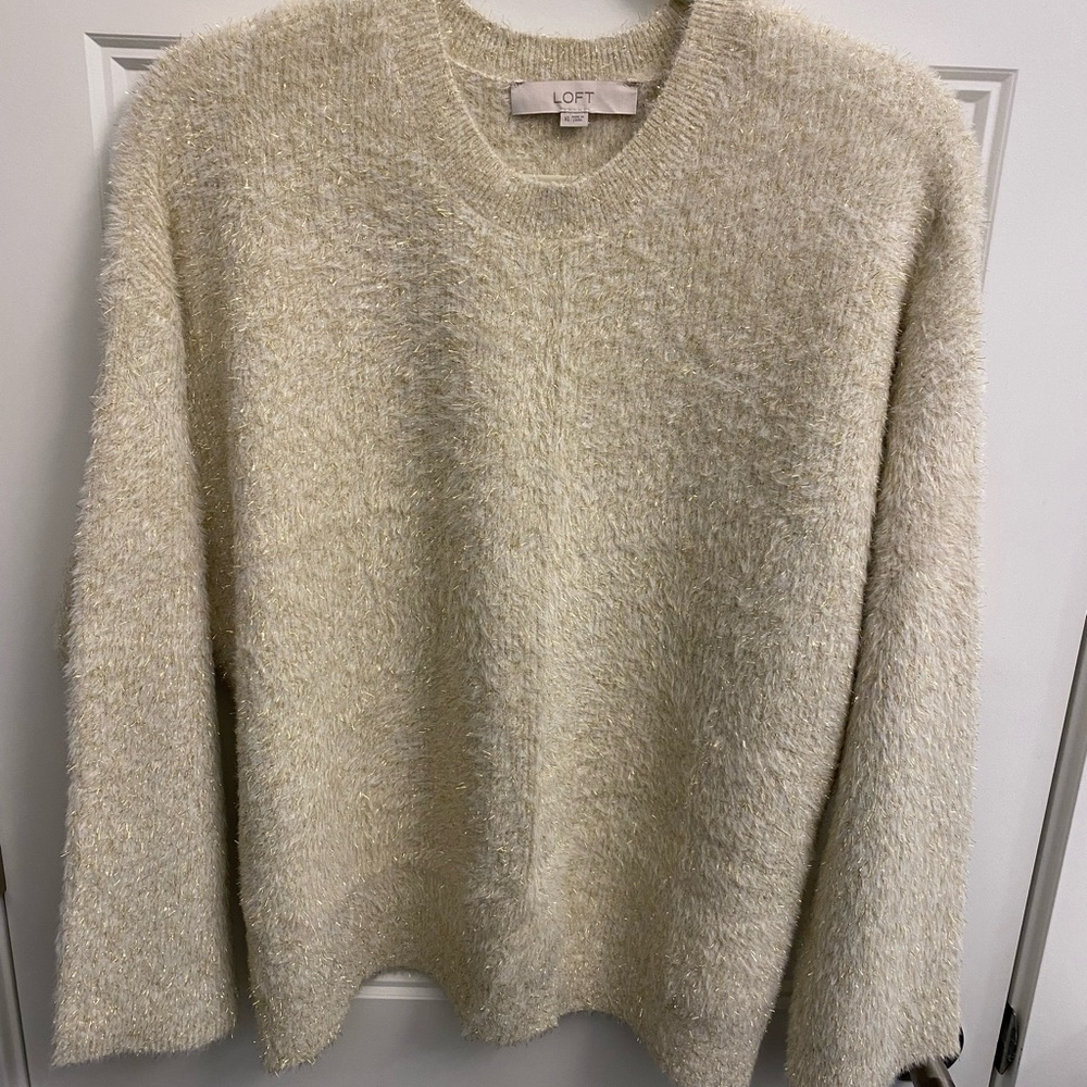 LOFT Soft Cream Crew Neck Sweater